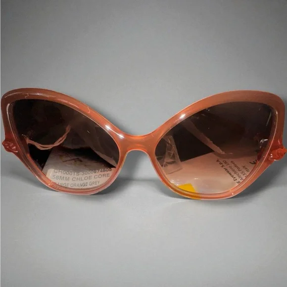 NIP Chloé 56mm Chloe Core Sunglasses Orange Gray BUTTERFLY 